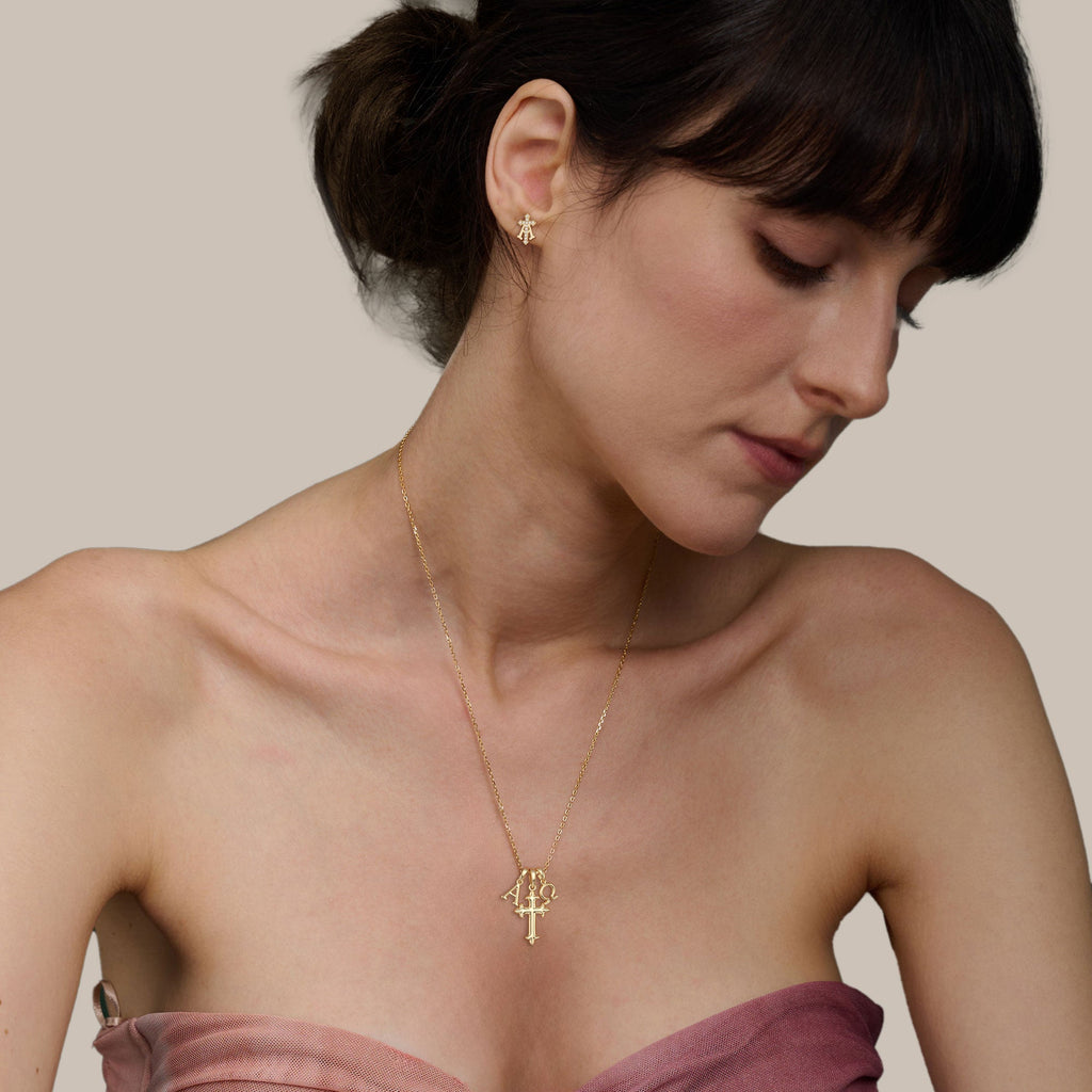 Alpha Omega Cross Pendant Necklace