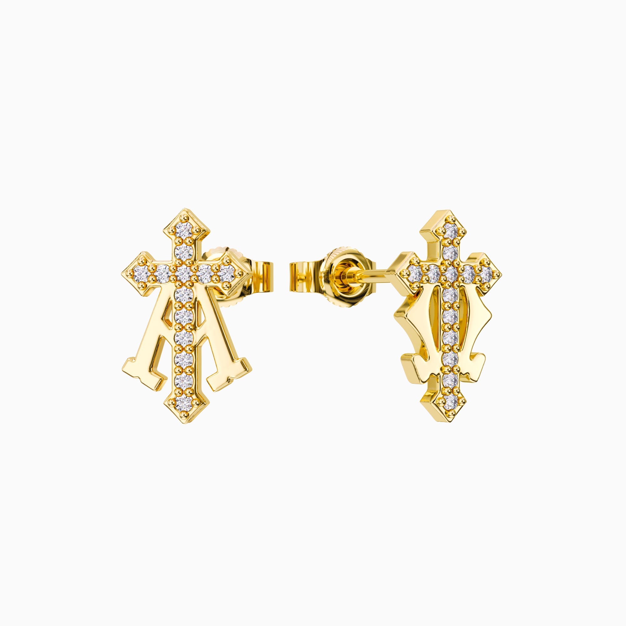 Alpha Omega Cross Stud Earrings