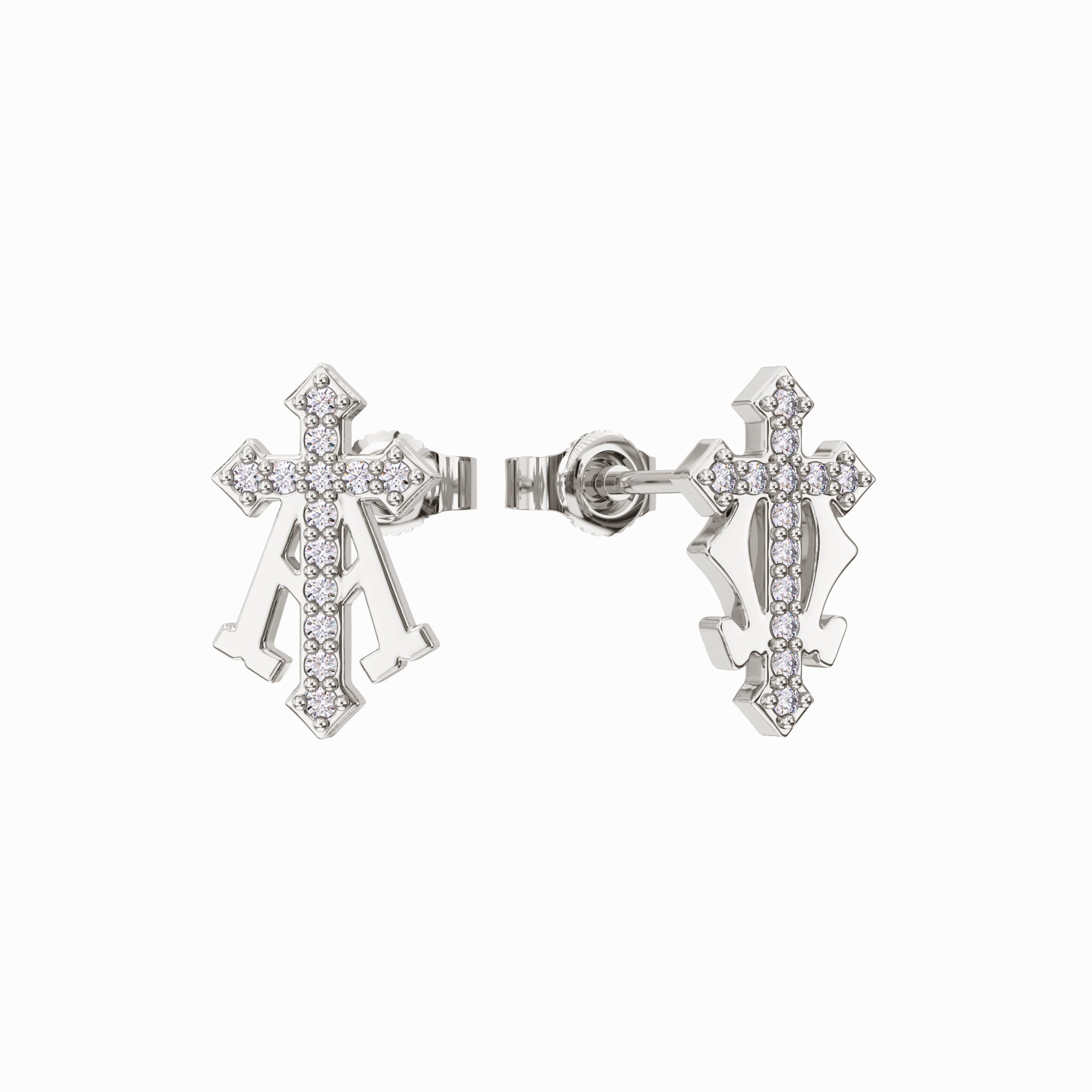 Alpha Omega Cross Stud Earrings