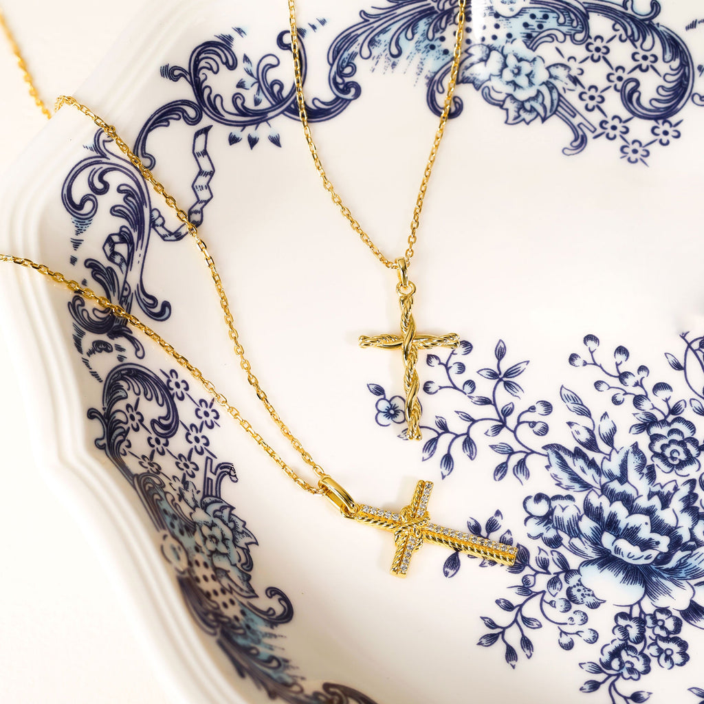 Interwoven Knot Cross Pendant Necklace