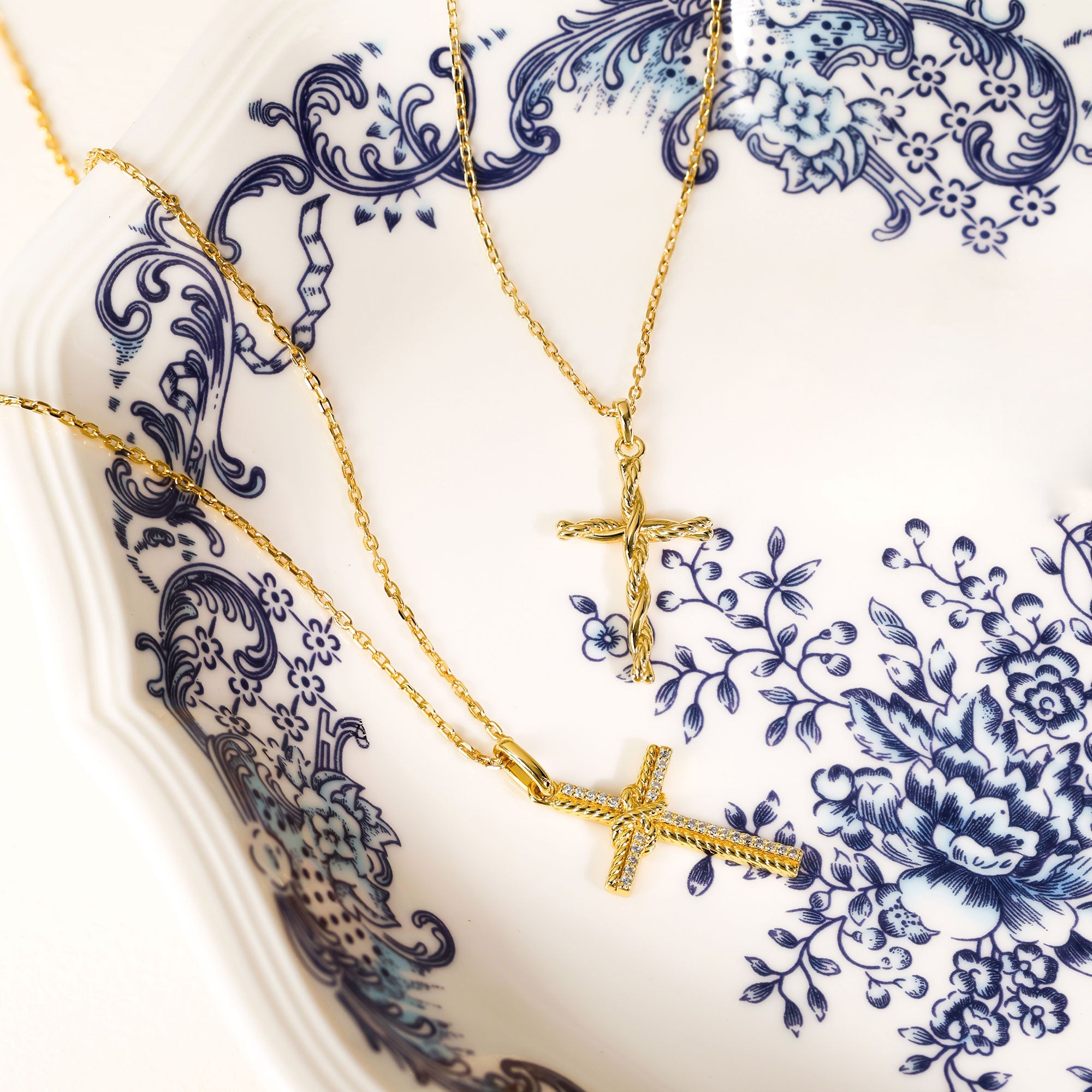 Interwoven Knot Cross Pendant Necklace