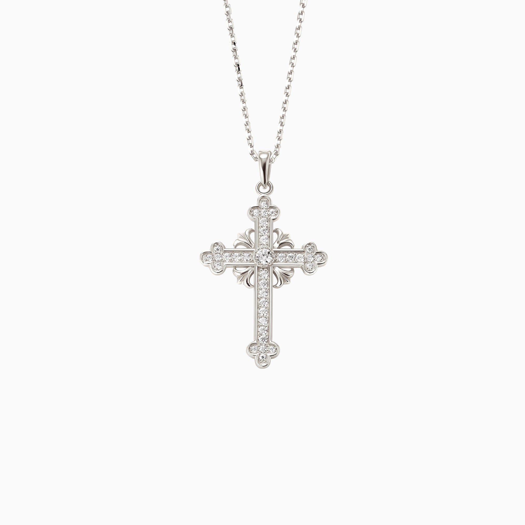 Fleur-de-Lis Radiance Cross Pendant Necklace