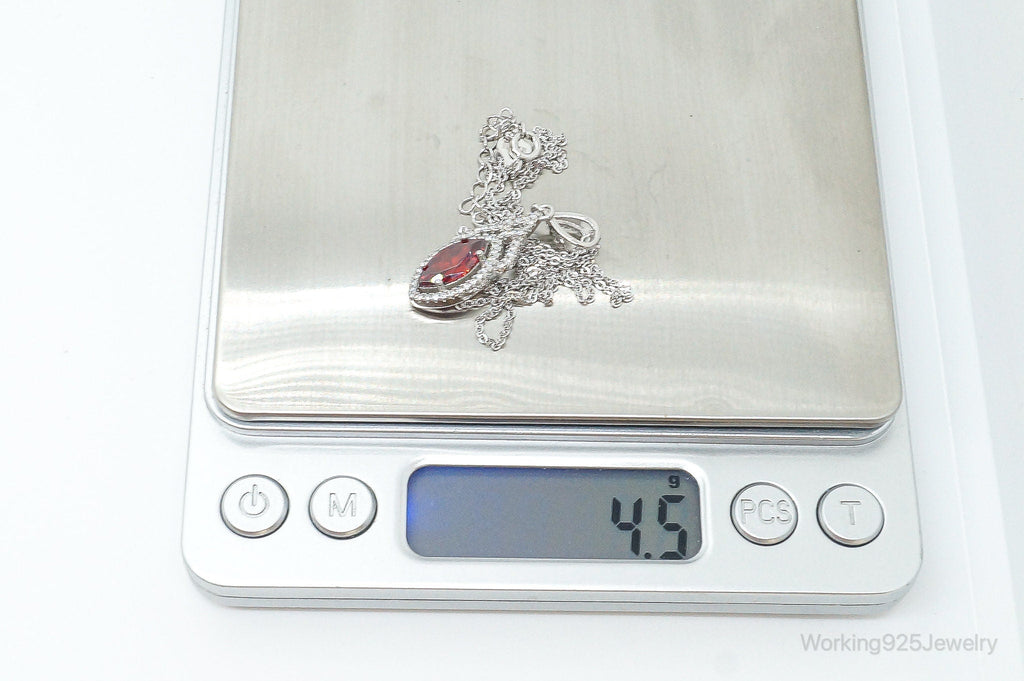 Garnet Cubic Zirconia Sterling Silver Necklace