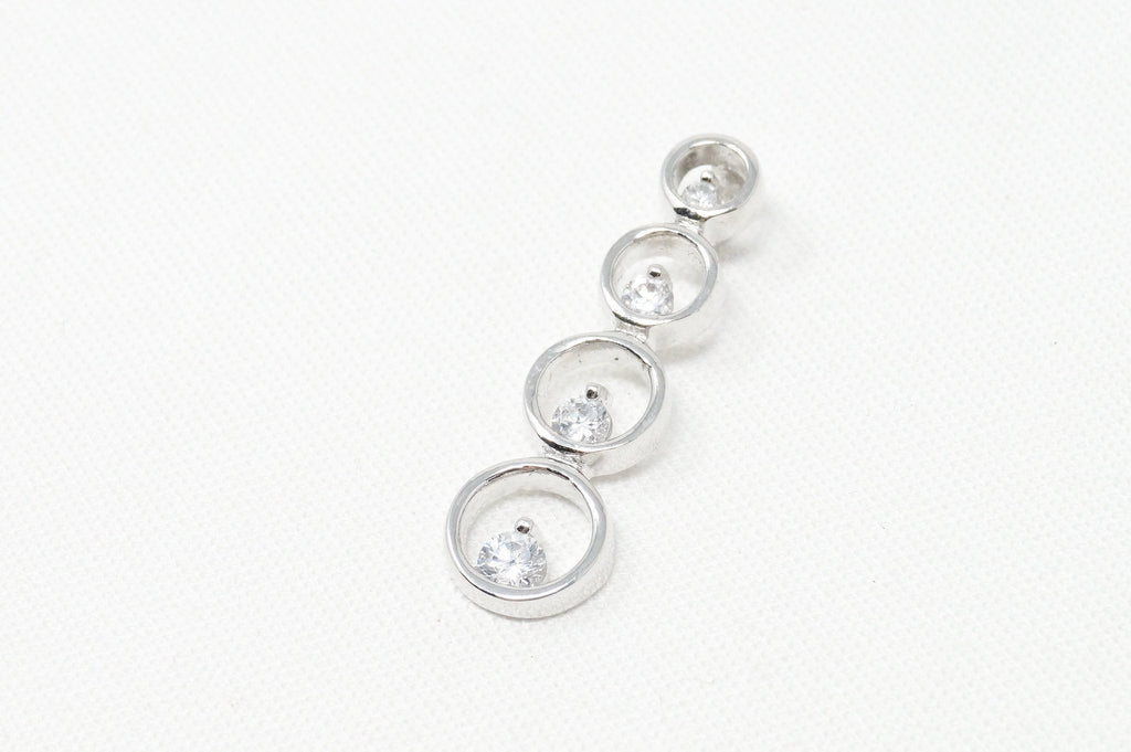 Vintage Art Deco Cubic Zirconia Circles Bubbles Sterling Silver Necklace Pendant