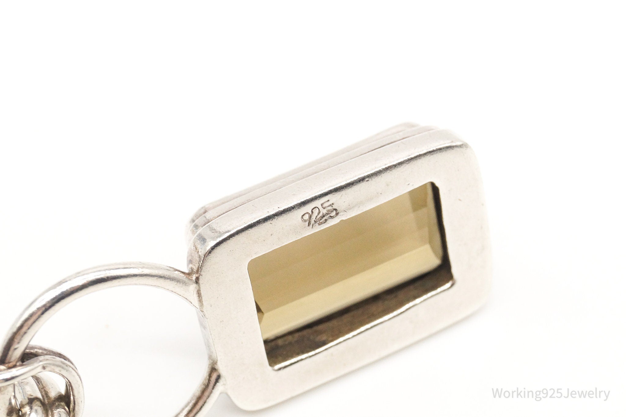 Vintage Large Smoky Topaz Sterling Silver Pendant