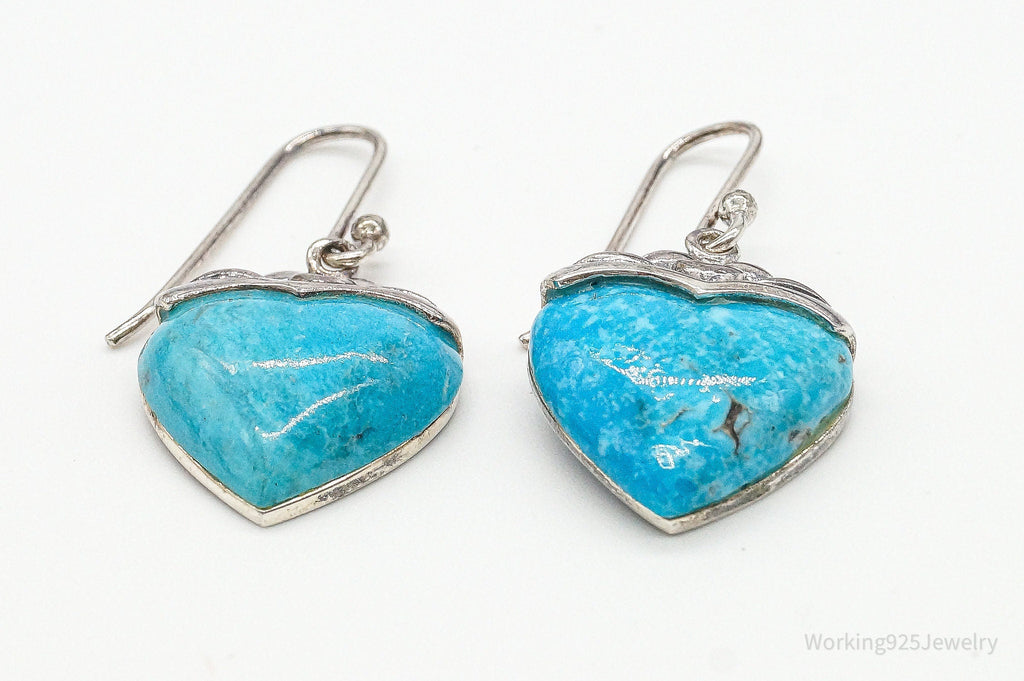 Designer SX Turquoise Hearts Sterling Silver Earrings