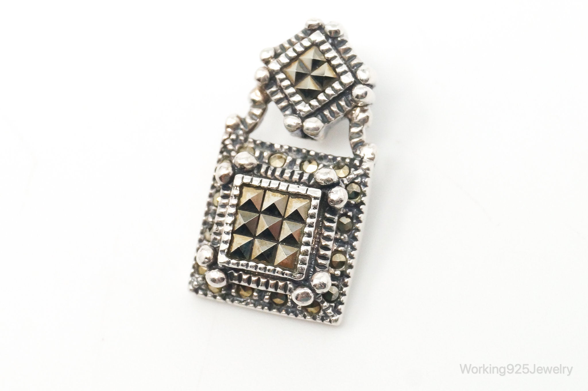 Vintage Judith Jack Marcasite Art Deco Sterling Silver Pendant