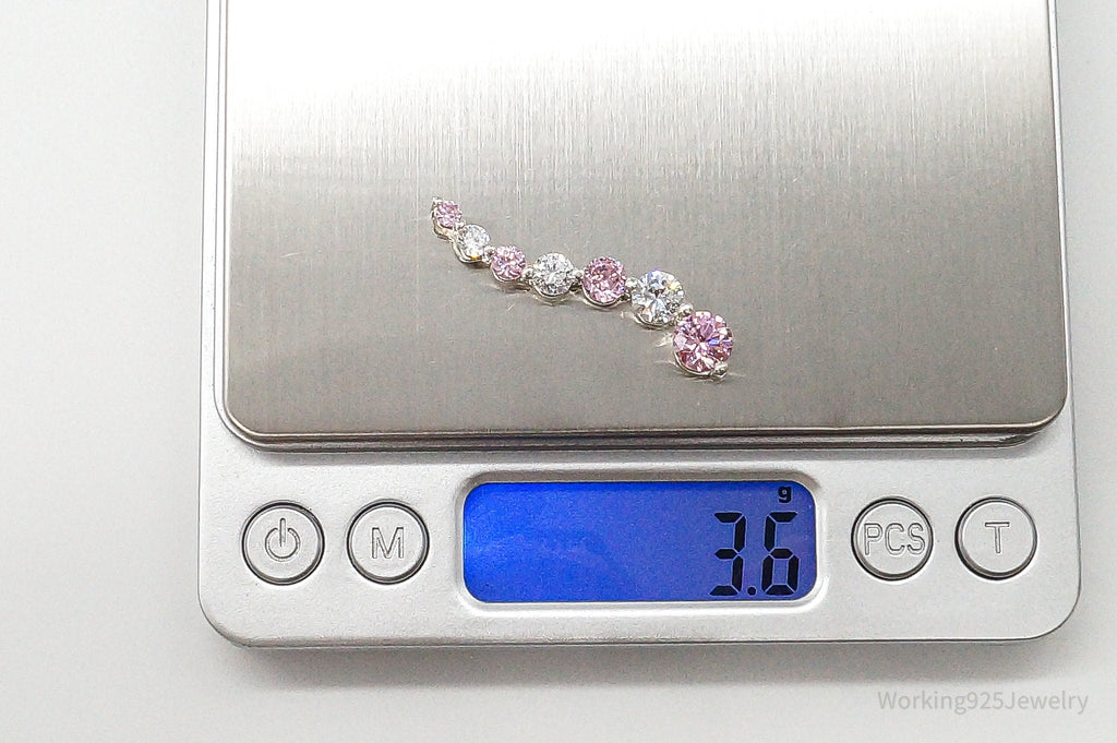 Vintage Pink & White Cubic Zirconia Sterling Silver Pendant