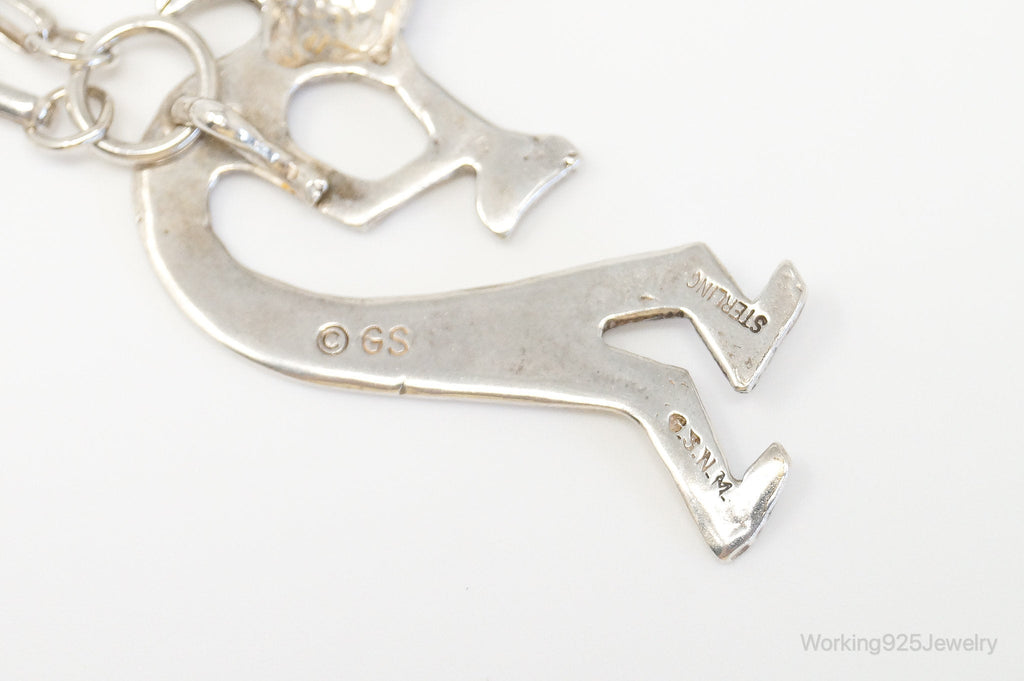 Vintage Native America GSNM Dancing Kokopelli Sterling Silver Necklace