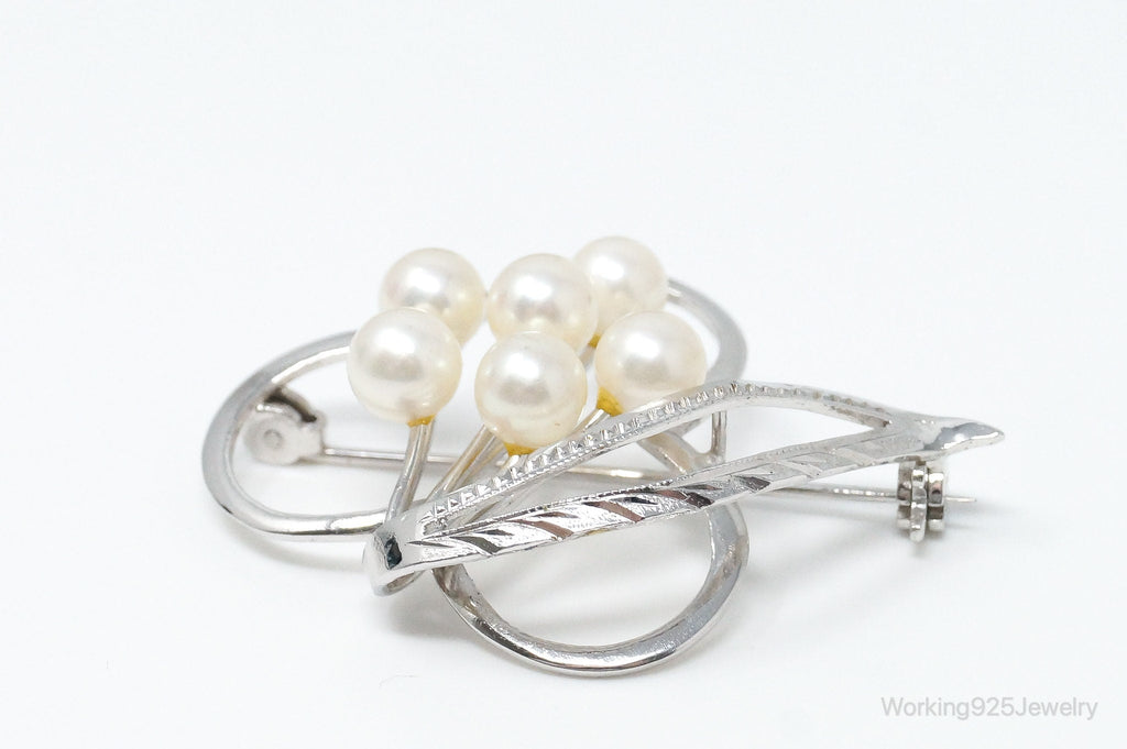 Antique Pearl Sterling Silver Brooch Pin