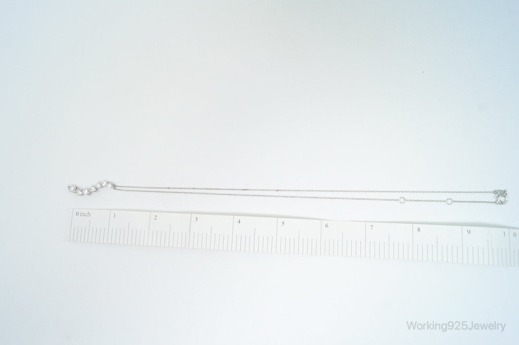 Vintage Cubic Zirconia Journey Necklace Sterling Silver - 18 Inch Chain
