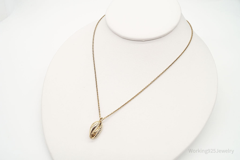 Vintage Mexico Designer Coffee Bean Gold Vermeil Sterling Silver Necklace 16"