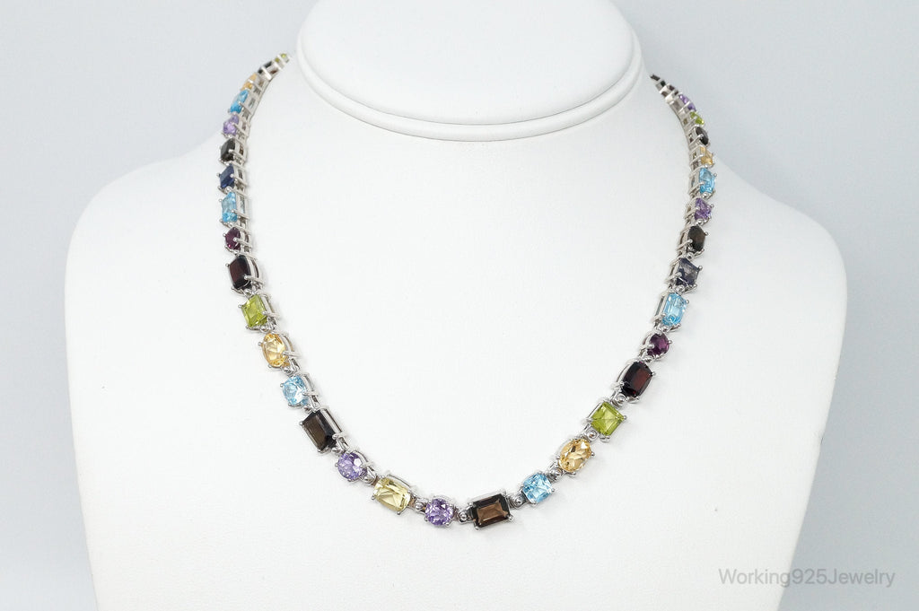 Vintage Multi Stone Sterling Silver Necklace