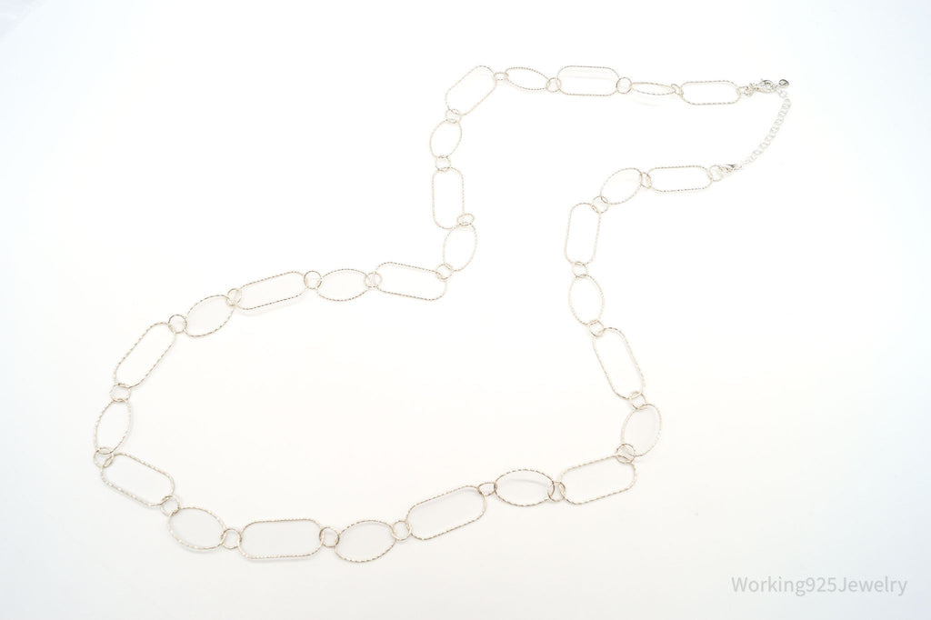 Vintage Designer Silpada Oval Link Textured Sterling Silver Necklace - 38"