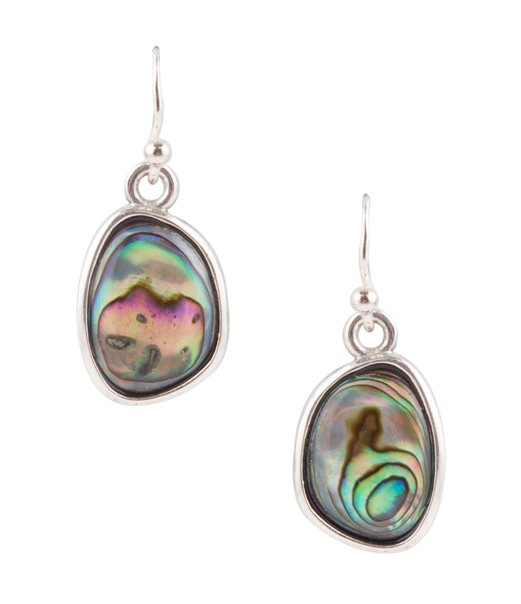 Blue Abalone and Sterling Silver Drop Earrings