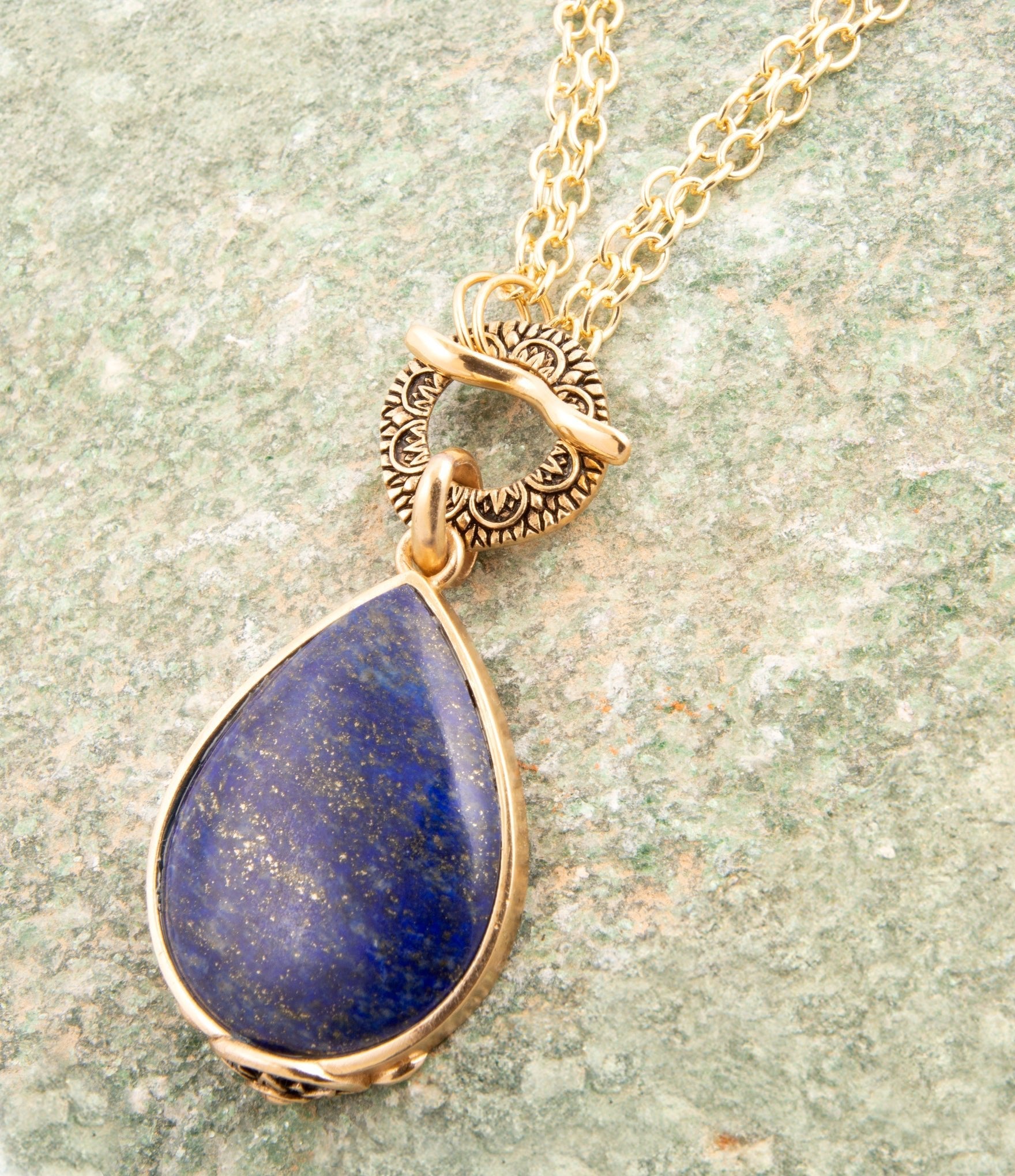 Abby Blue Lapis Golden Pendant Necklace