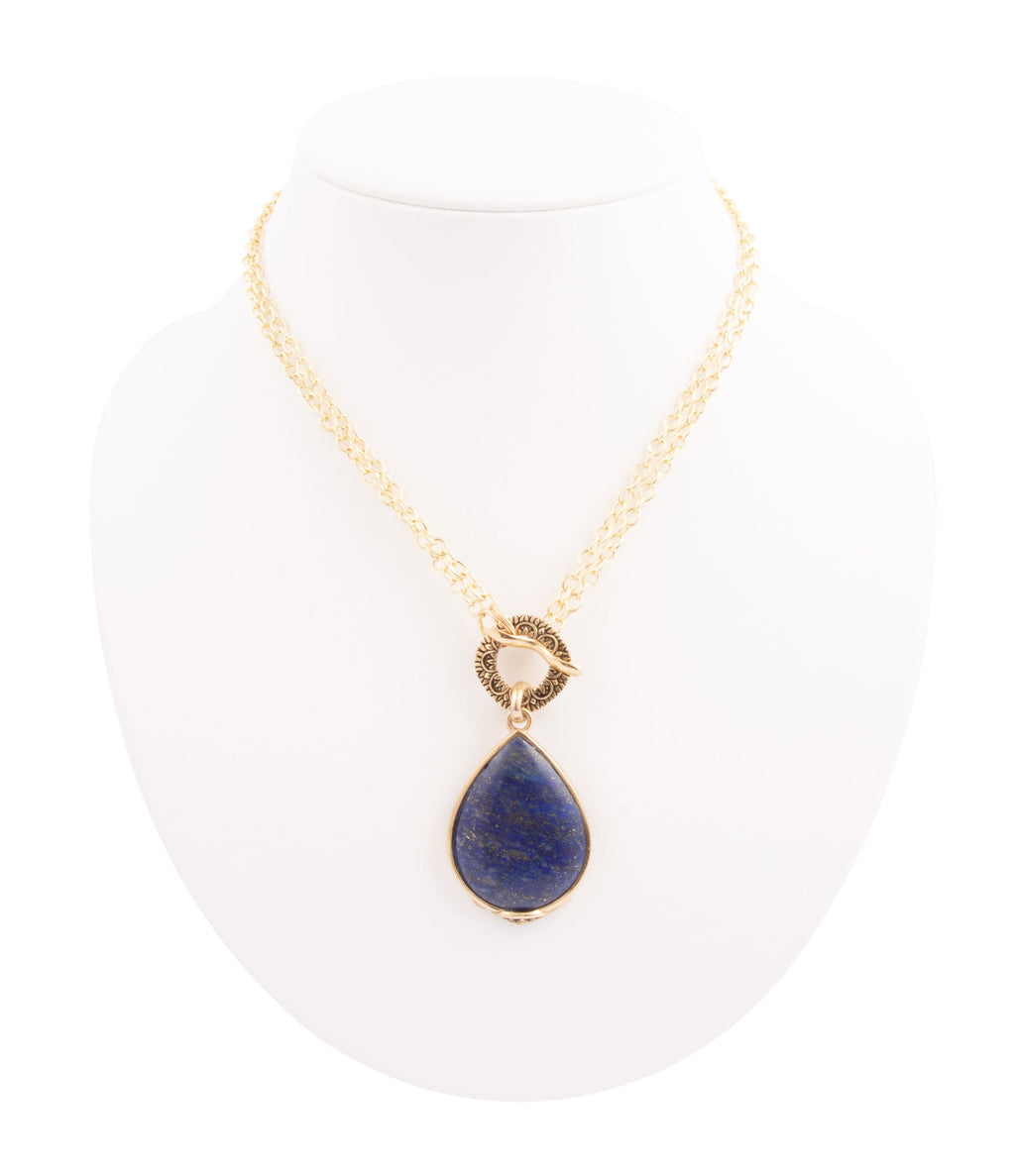 Abby Blue Lapis Golden Pendant Necklace