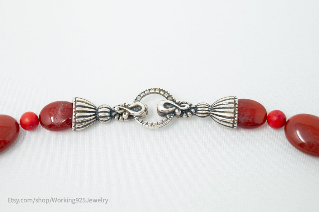 Designer Carolyn Pollack Relios Carnelian Red Jasper Sterling Silver Necklace