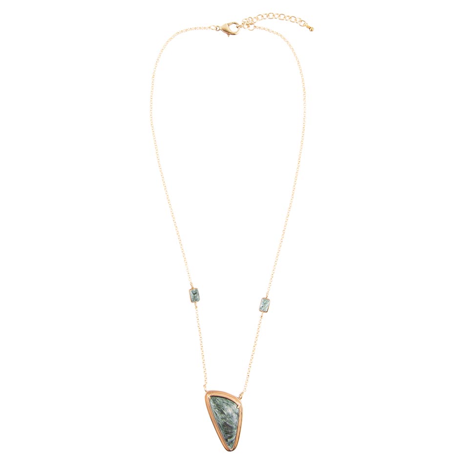Alpine Green Seraphinite and Golden Necklace