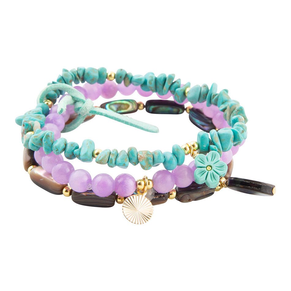 Aruba Blue and Purple Stretch Bracelet Set