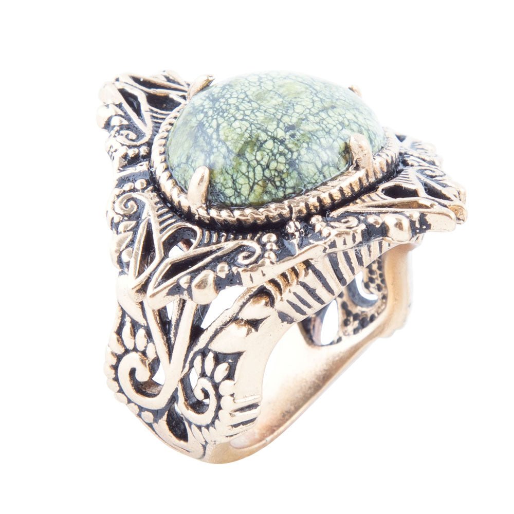 Aspen Green Serpentine Golden Statement Ring