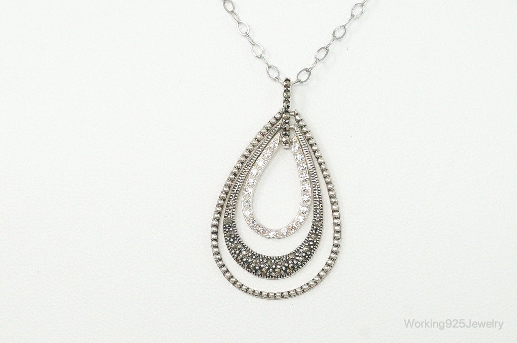 Designer Judith Jack Cubic Zirconia Marcasite Sterling Silver Necklace