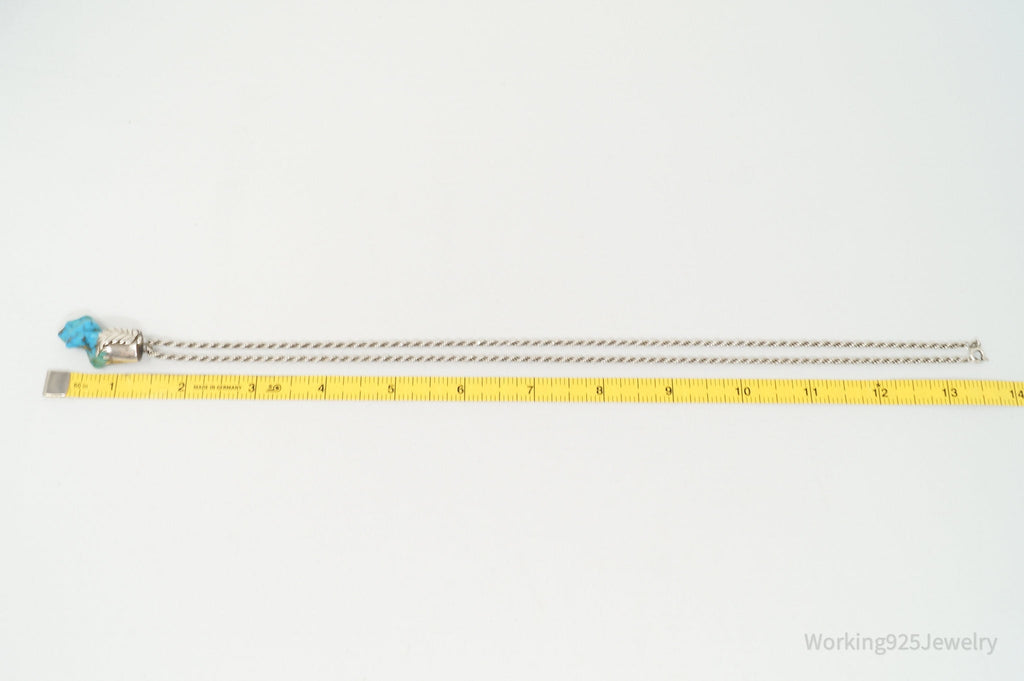 Vintage Handmade Native American Turquoise Sterling Silver Necklace Pendant