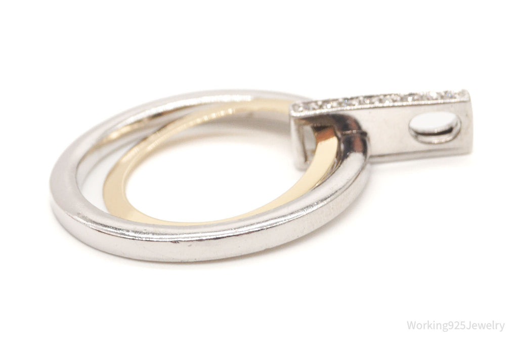 Vintage Designer Alwand Vahan 14K Gold Cubic Zirconia Sterling Silver Pendant