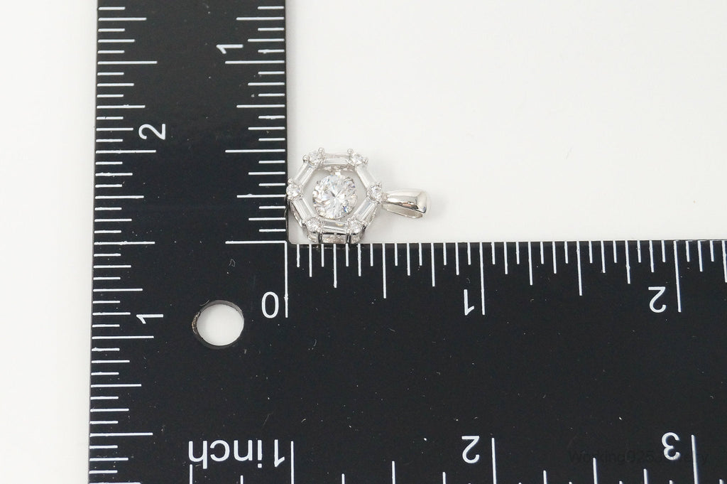 Vintage Art Deco Cubic Zirconia Sterling Silver Necklace Pendant