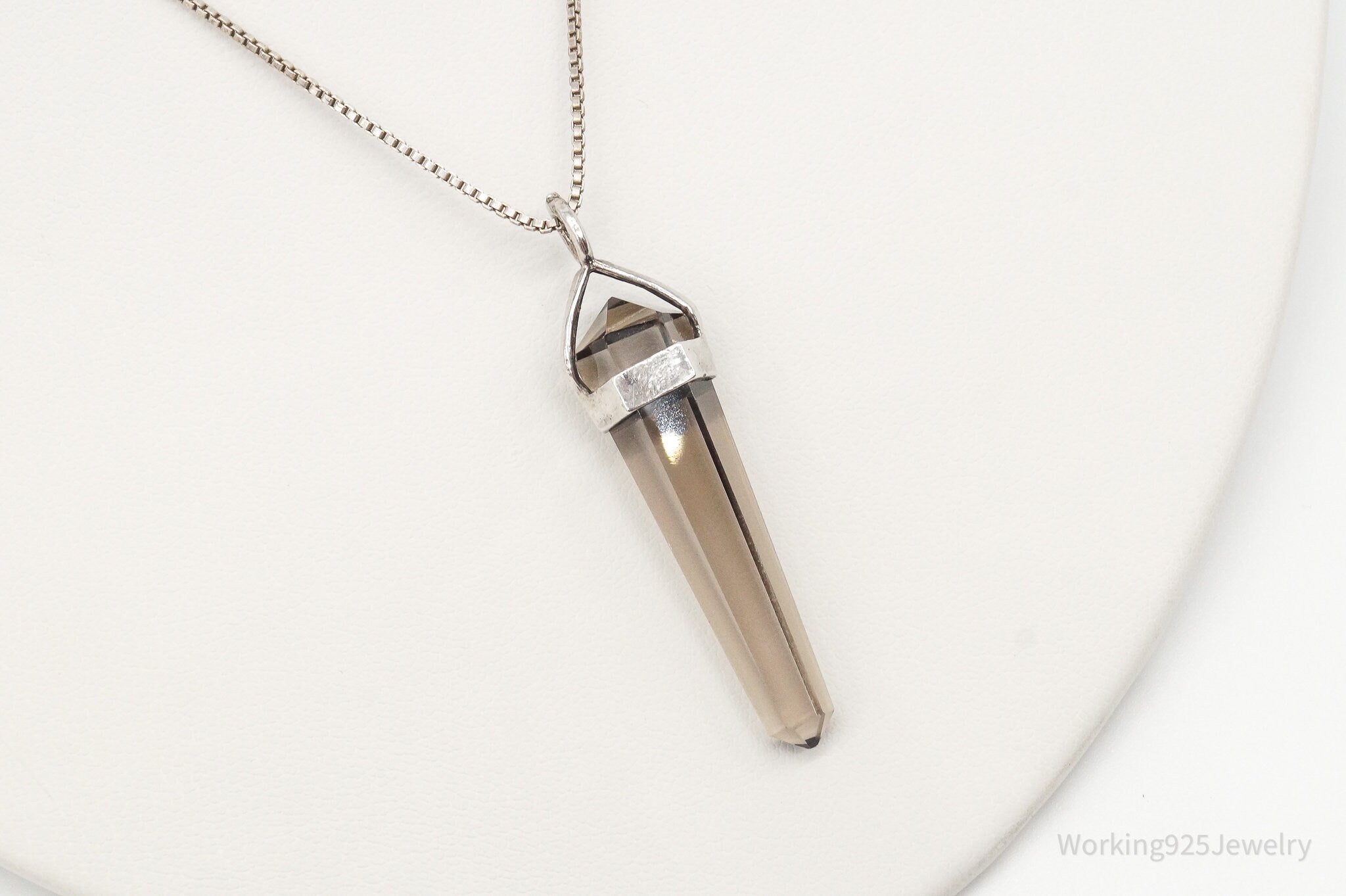 Vintage Large Smoky Topaz Sterling Silver Necklace