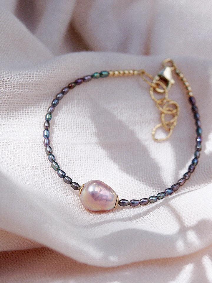 Baroque Pink Pearl Bead Bracelet - Gold Kaimalie