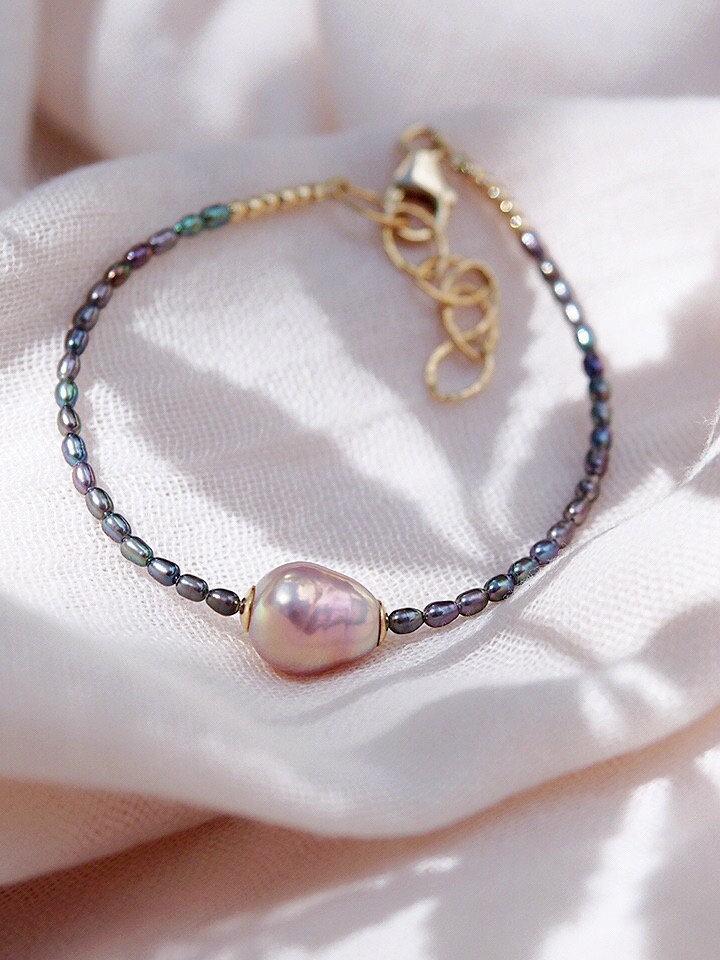 Baroque Pink Pearl Bead Bracelet - Gold Kaimalie