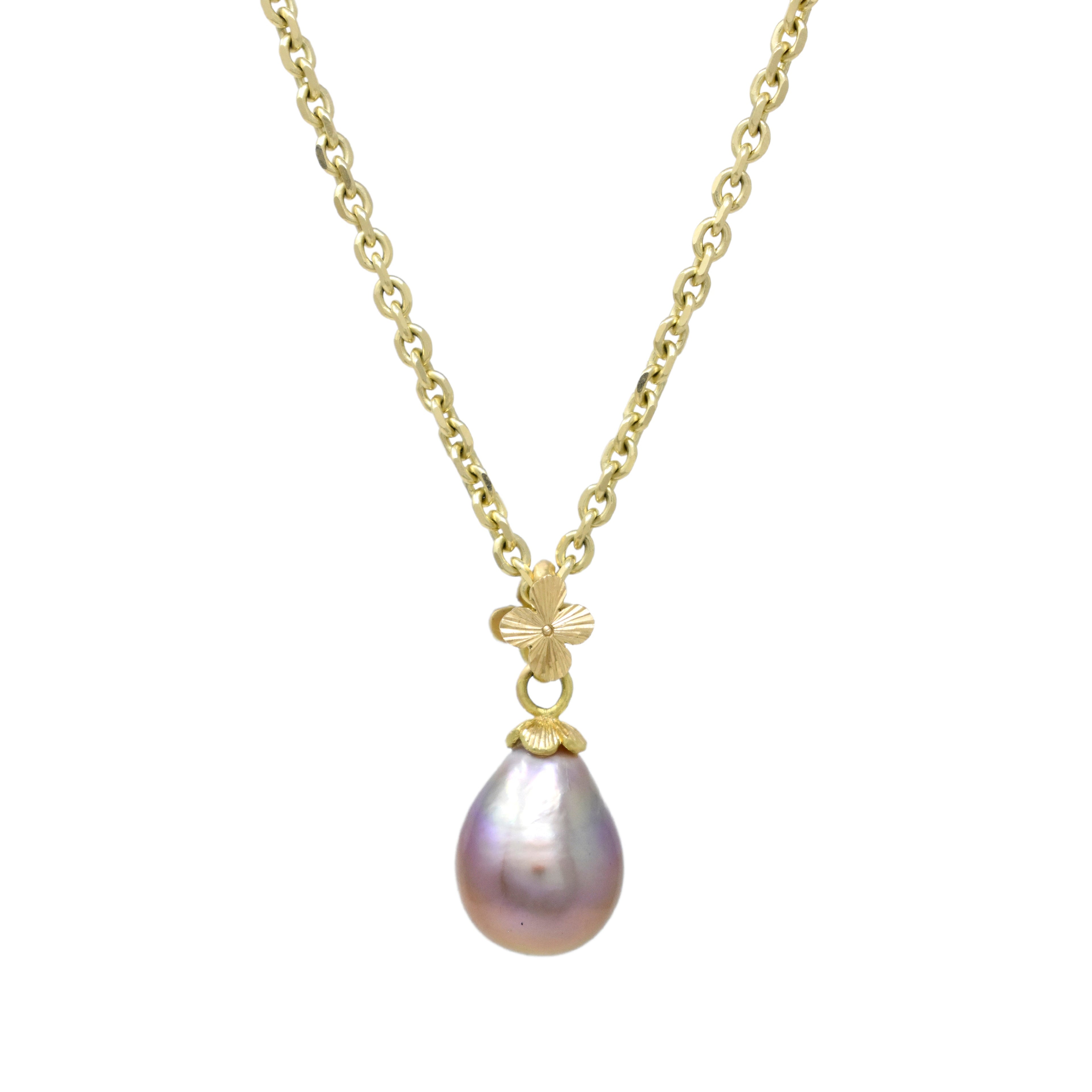 Inevitable Spring Pendant with Baroque Pink Pearl