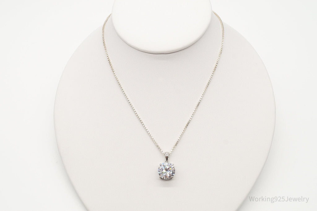 Vintage Large Cubic Zirconia Sterling Silver Necklace