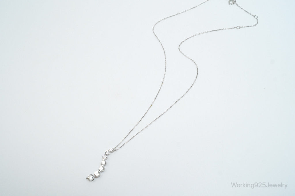 Vintage Cubic Zirconia Journey Necklace Sterling Silver - 18 Inch Chain