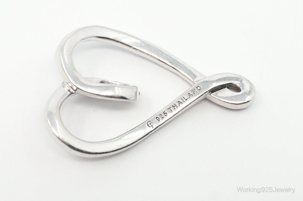 Vintage Large Pink & Purple Cubic Zirconia Sterling Silver Necklace Pendant