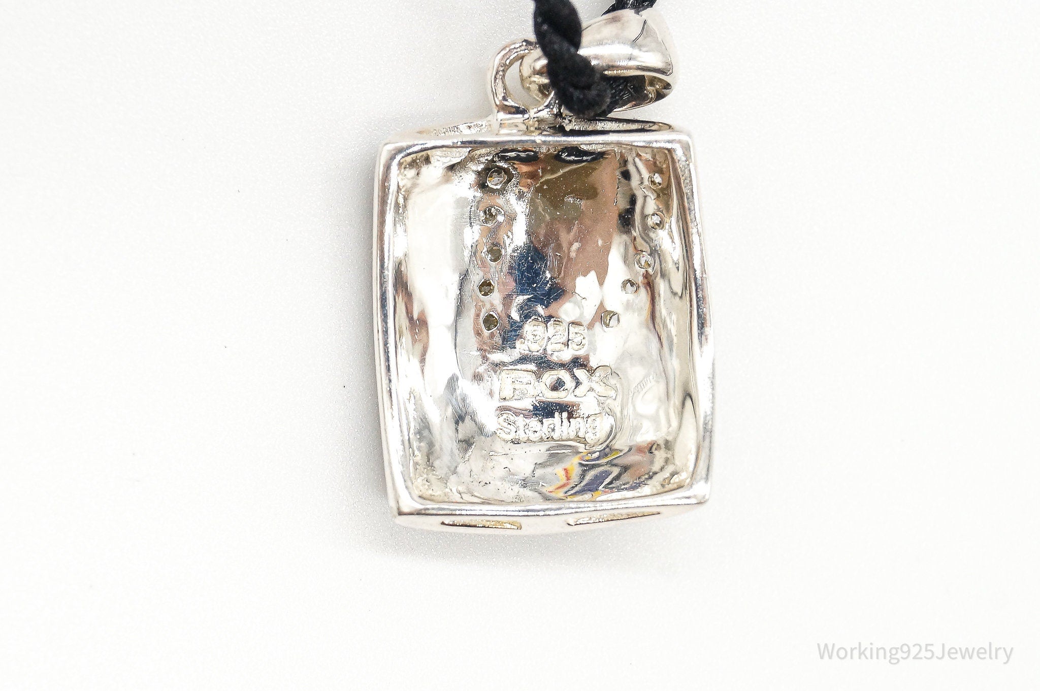 Vintage ROX Opal Cubic Zirconia Black Onyx Sterling Silver Necklace