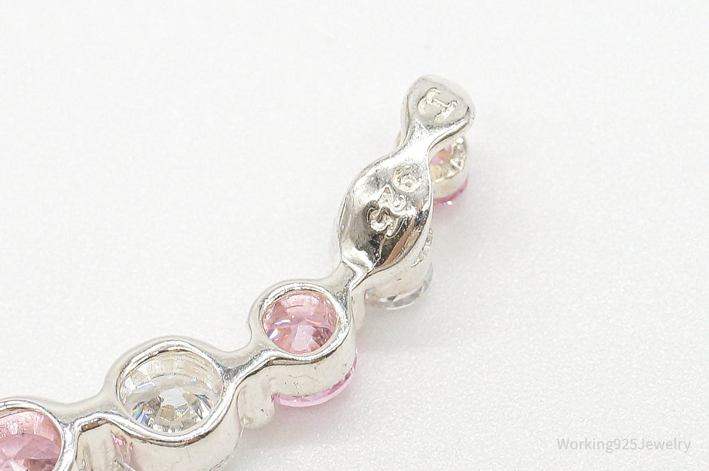 Vintage Pink & White Cubic Zirconia Sterling Silver Pendant