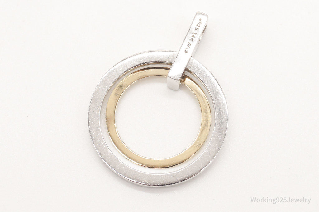 Vintage Designer Alwand Vahan 14K Gold Cubic Zirconia Sterling Silver Pendant