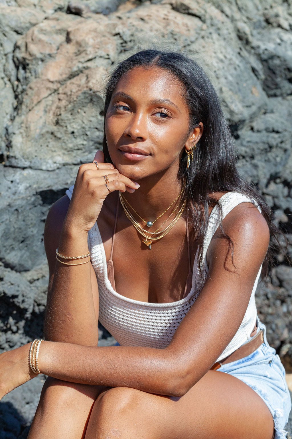 Black Gold Dipped Shark Tooth Necklace - Mano Niho Kahi Black