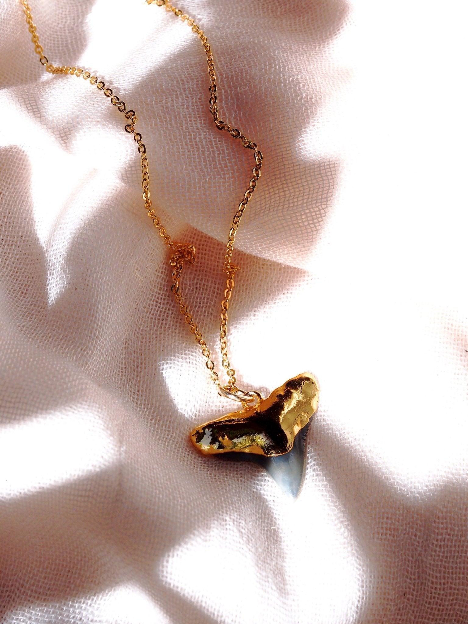 Black Gold Dipped Shark Tooth Necklace - Mano Niho Kahi Black