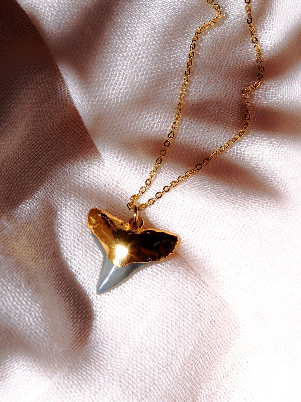 Black Gold Dipped Shark Tooth Necklace - Mano Niho Kahi Black