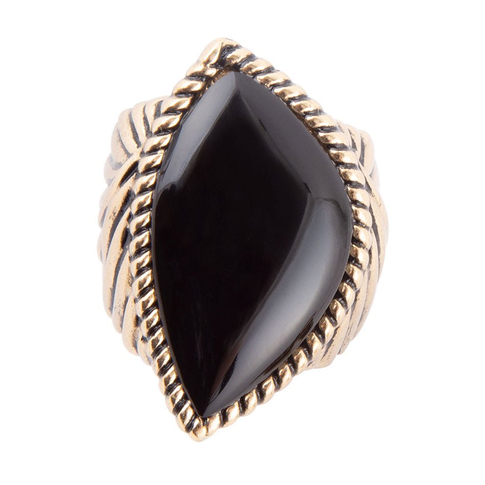Black Onyx Golden Statement Rings