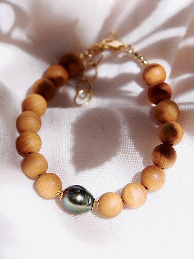 Sandalwood and Tahitian Pearl Bracelet - Roselani