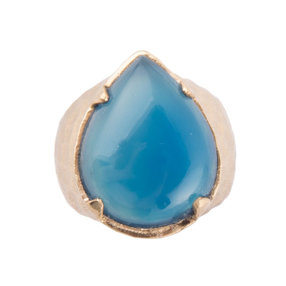 Blue Agate Teardrop Ring