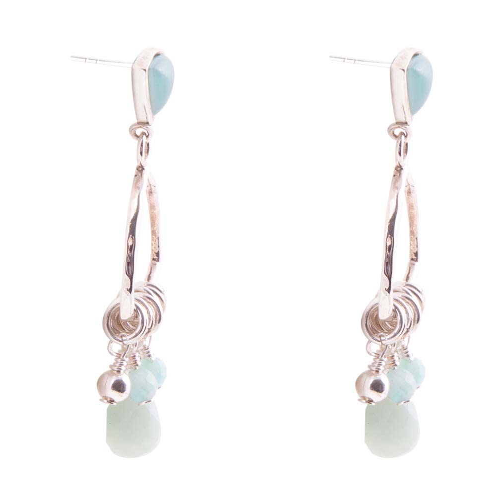 Blue Amazonite and Sterling Silver Chandelier Earrings