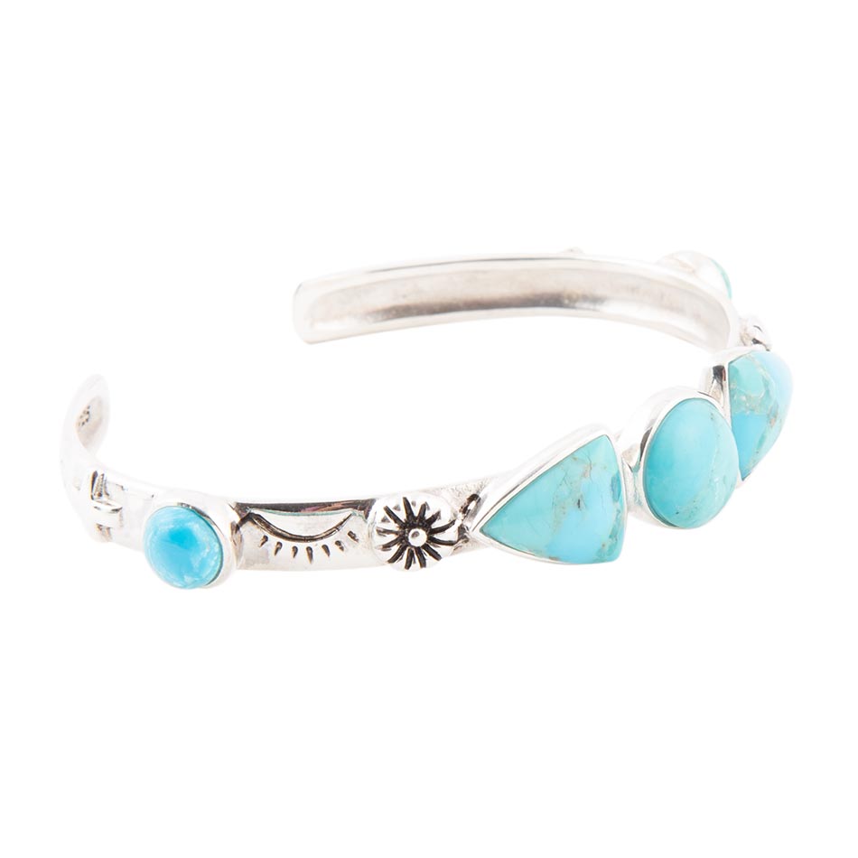 Blue Turquoise and Sterling Silver Cuff Bracelet