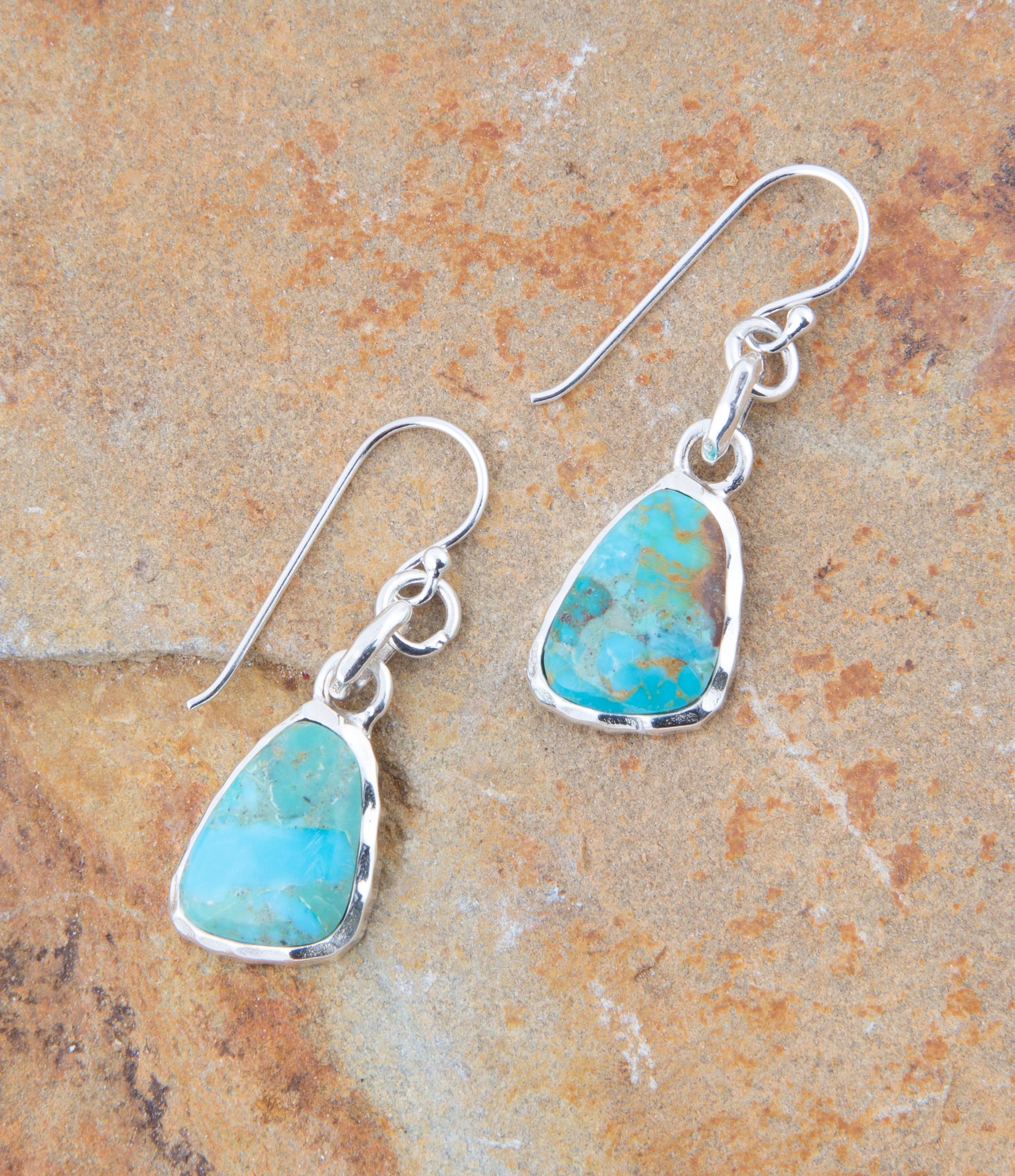 Blue Turquoise and Sterling Silver Drop Earrings