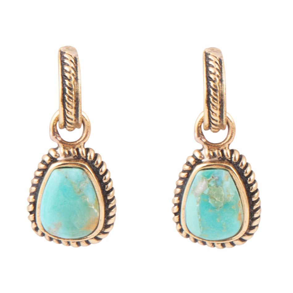 Blue Turquoise Golden Roped Earrings