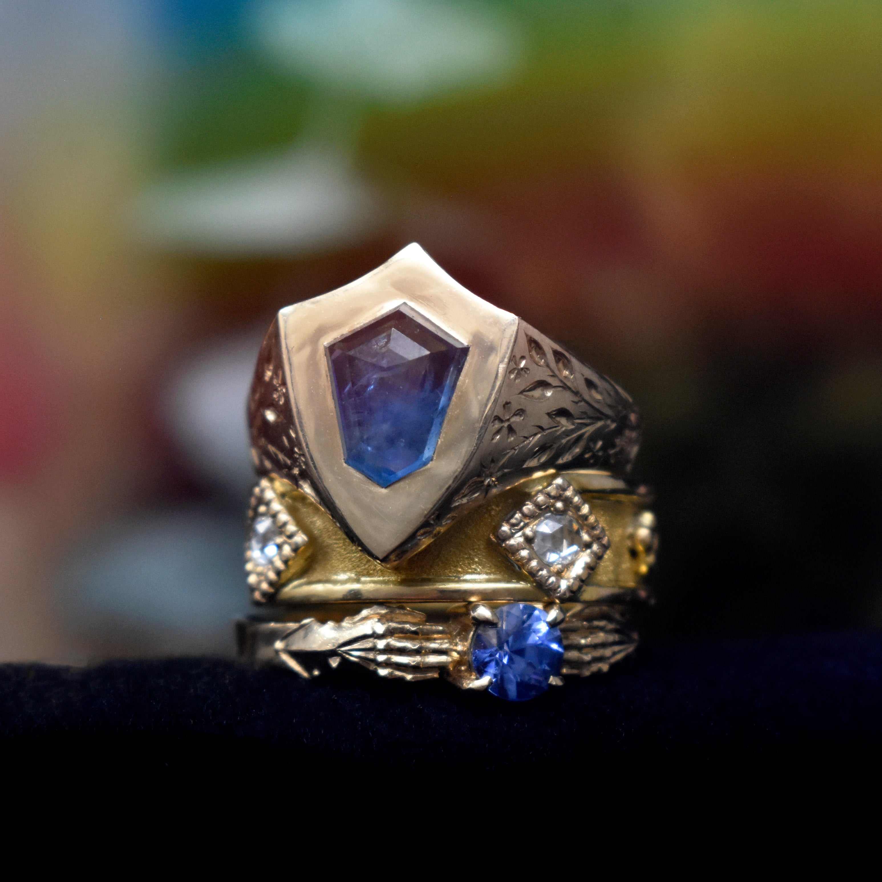 Stronghold Ring with Ceylon Sapphire